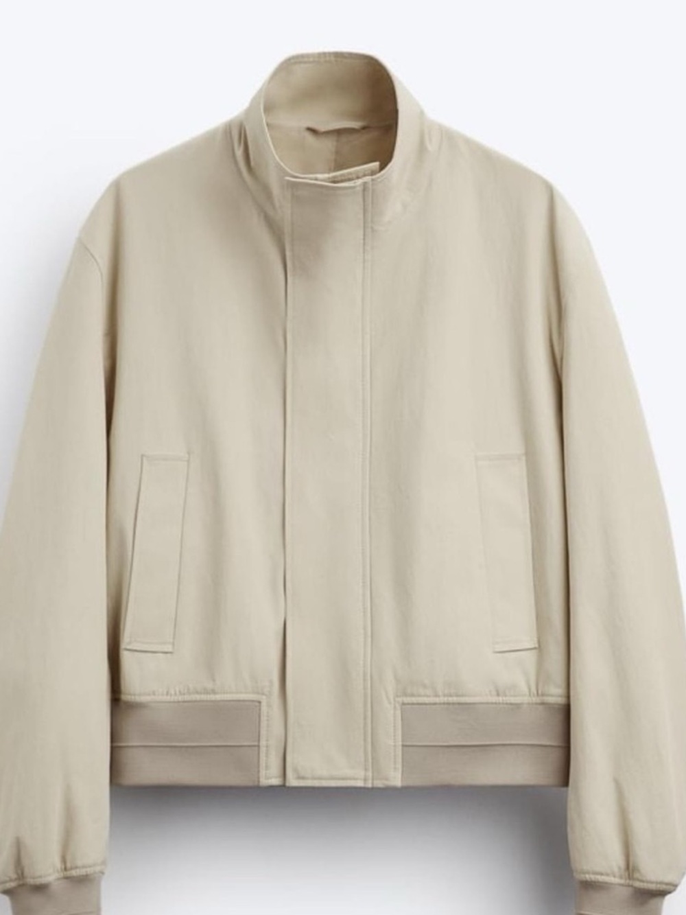 ZARA funnel neck khaki bomber jacket